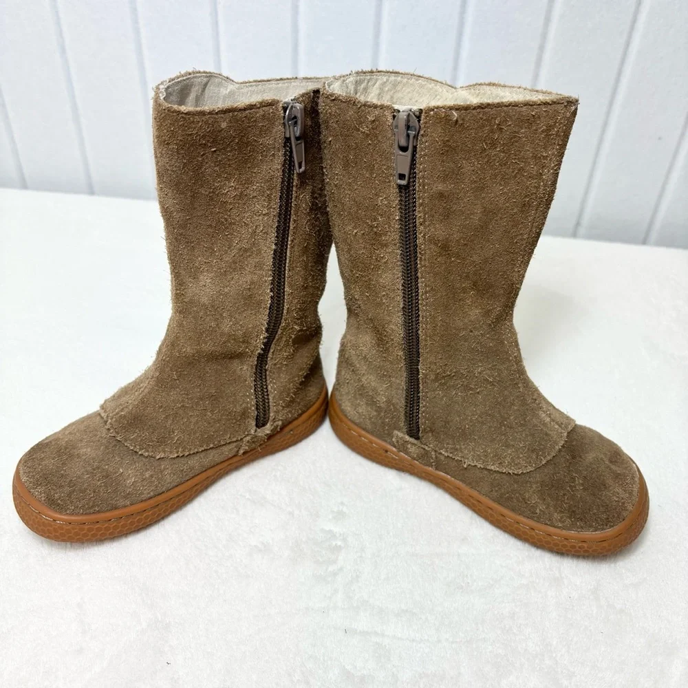 Livie & Lucia Brown Suede Upper Leather Boots with Button‎ Accents Size 8M
